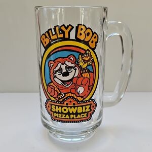 Billy Bob Showbiz Pizza Place Glass Mug Wirh Handel 1980's